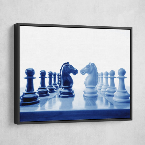 Chess Knight wall art black frame