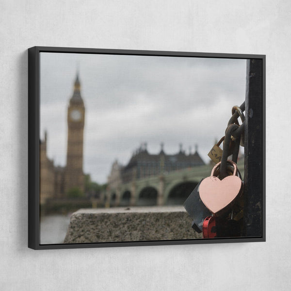 Heart Lock wall art black frame