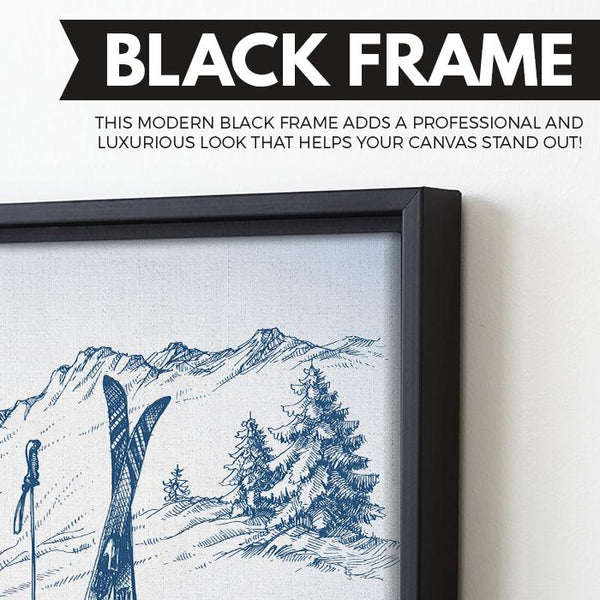 ski wall art black frame