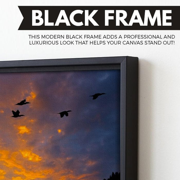 bird hunting canvas art black floating frame