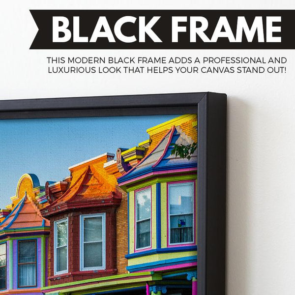 Colorful Houses wall art black frame
