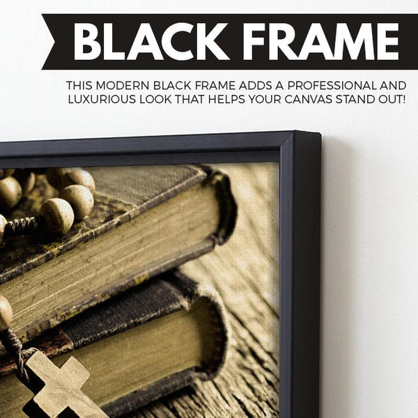 Holy Book, Holy Cross wall art black floating frame