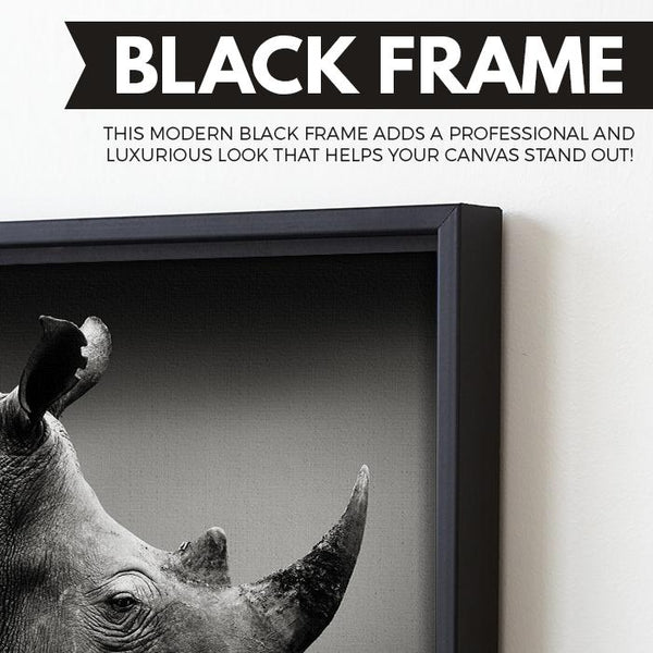 Rhinoceros wall art black frame
