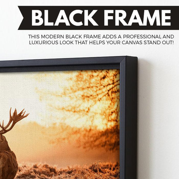 Deer wall art black floating frame