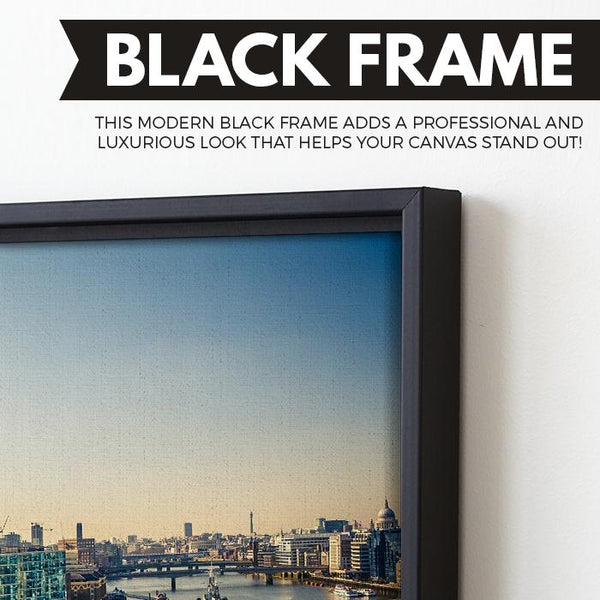 Thames and London City wall art black floating frame