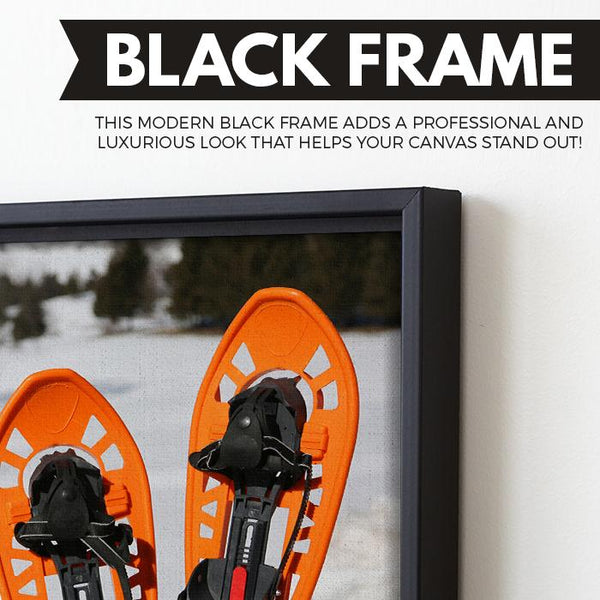 Snowshoes wall art black floating frame