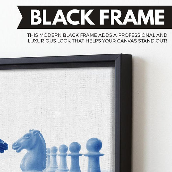 Chess Knight wall art black floating frame