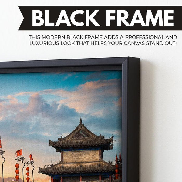 Xian City wall art black floating frame