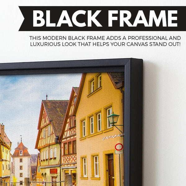 Medieval Town of Rothenburg wall art black floating frame