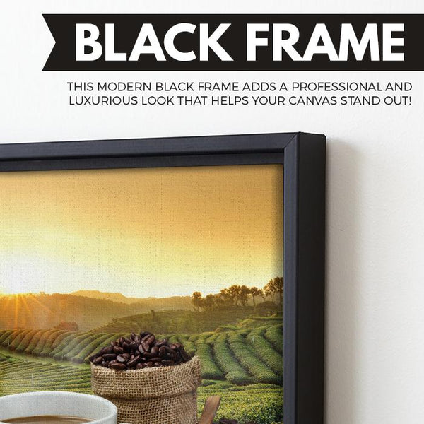 Coffee wall art black floating frame
