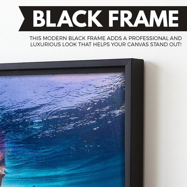 surfing wall art black frame