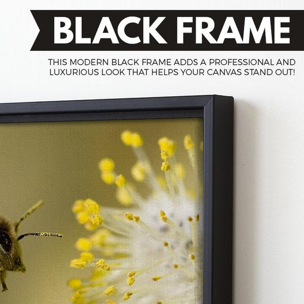Flower Bee wall art black floating frame