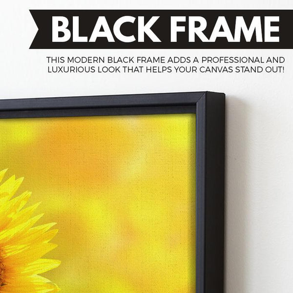 Sunflower wall art black floating frame