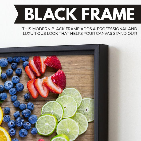 Sliced Fruits canvas art black frame