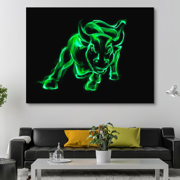 Money Green Flaming Bull wall art