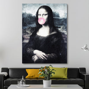 Mona Lisa Blowing Bubblegum Bubbles Canvas Print wall art