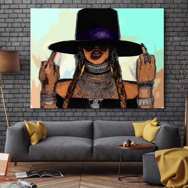 Beyonce Middle Fingers wall art