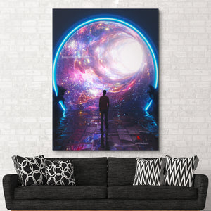 Wormhole Neon Portal to Outer Space Canvas Print wall art