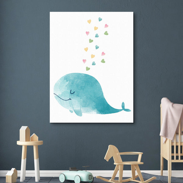 Watercolor whale wall art