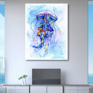 watercolor jellyfish wall art