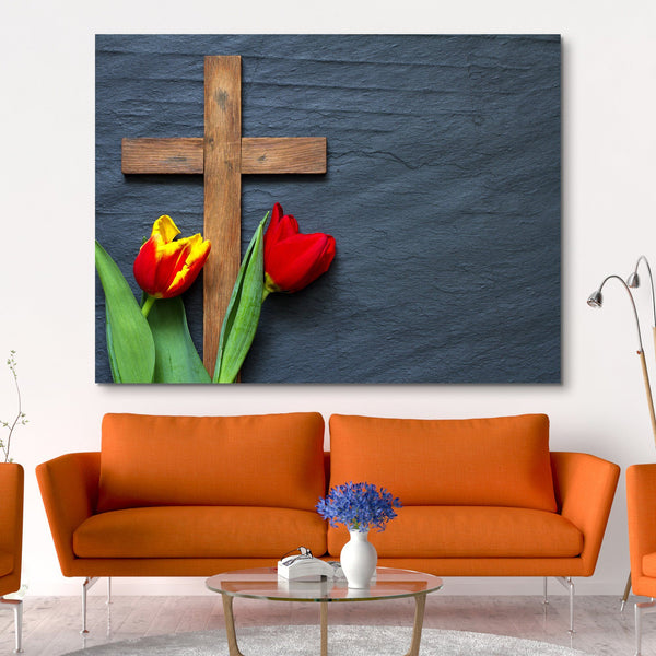 flowers and cross wall art