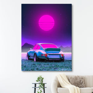 Neon Porsche Canvas Print wall art