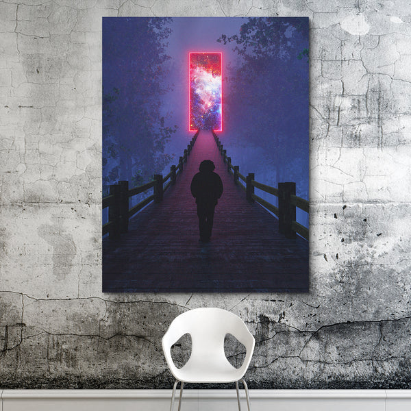 The Bridge to Outer Space Neon Canvas Print wall art