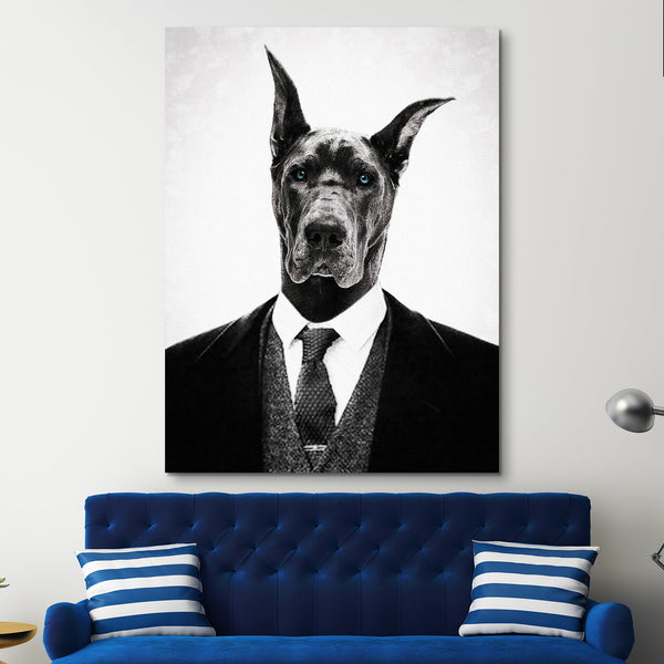Black Dog Portrait Canvas Print wall art