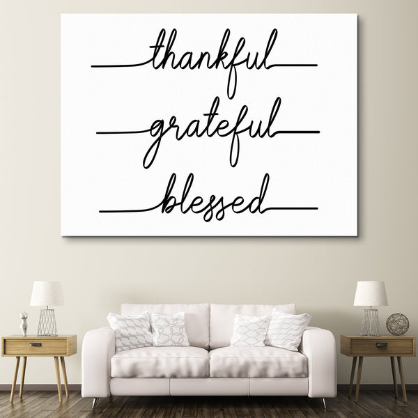 Grateful Thankful Blessed wall art