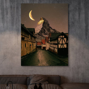 Aaron the Humble - Village Mountain view wall art