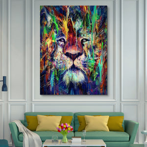 abstract lion painting walla rt