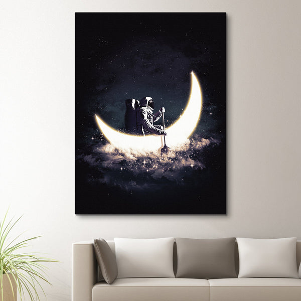 Astronaut Sailing in the Moon wall art
