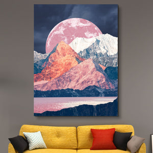 Pink Moon Rising over the Mountains wall art