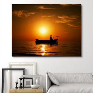 Fishing on Beautiful Sunset wall art