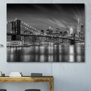 Brooklyn Bridge Monochrome Nightly Impressions  wall art