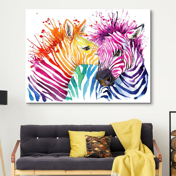 abstract watercolor zebra canvas painting wall art