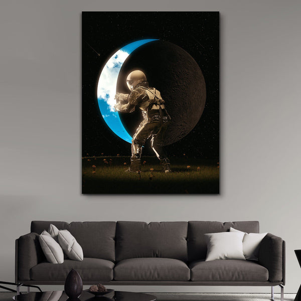 astronaut on the moon wall art