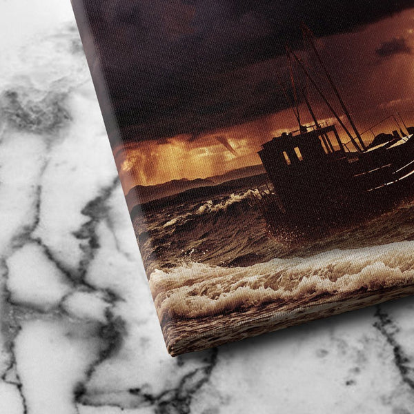 Fishing Boat In A Stormy Sea canvas art