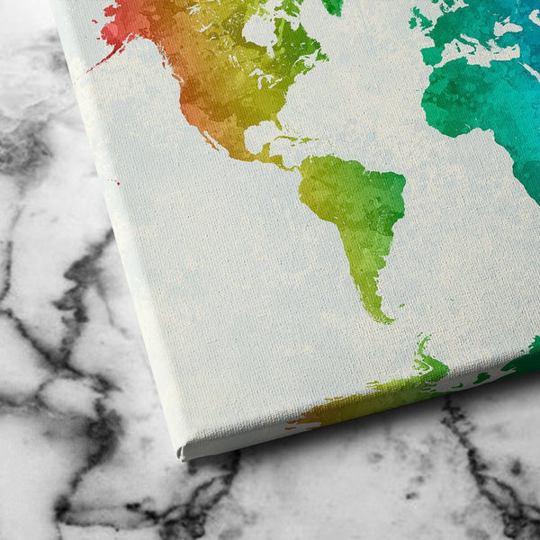 world map of colors canvas art