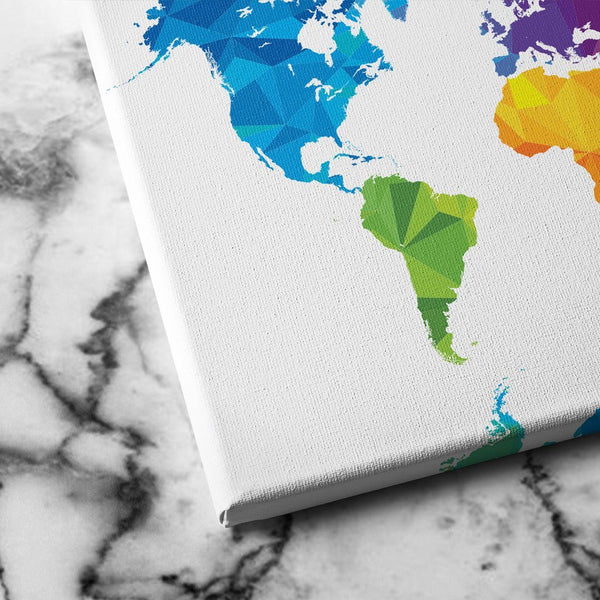 colorful world map canvas art